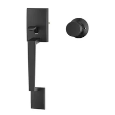 HOSOM Front Door Handle Exterior Door Handle Set with Knob, Black Front Door ...