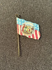 Vintage South Carolina State Seal On American Flag Patriotic Pin Mfg. Chicago