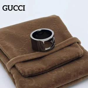 Bague homme GUCCI motif G taille 12 gris argent massif avec pochette