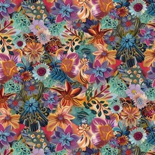 Timeless Treasures Calico Cats Boho Floral Cotton Quilt Fabric By The Yard