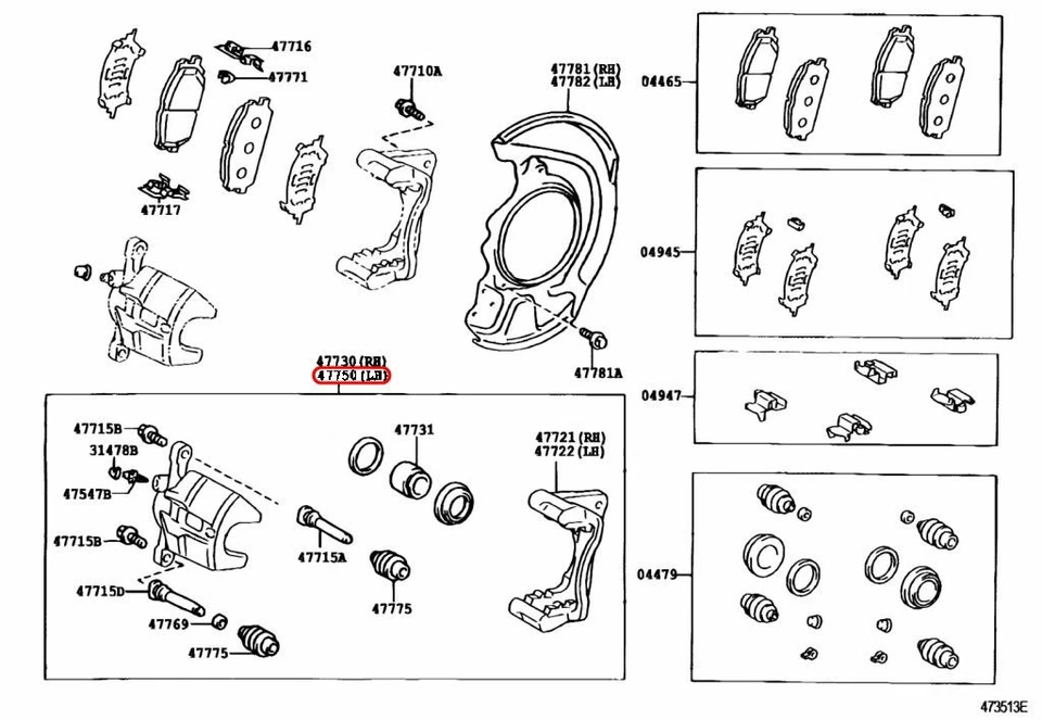 Pinza de freno delantera izquierda Toyota OEM 47750-48140 para Lexus Foto 3 de 4