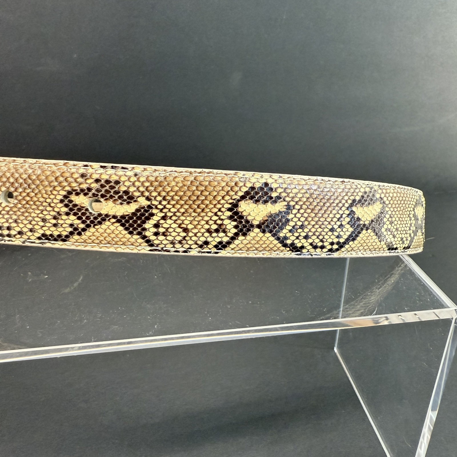 Vintage Genuine Python Belt Solid Brass Buckle Re… - image 3