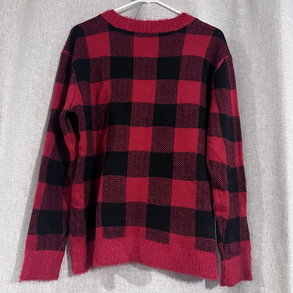 Bulldog Buffalo Plaid Ugly Christmas Sweater - Women's Size Medium - GUC - Image 2 of 4