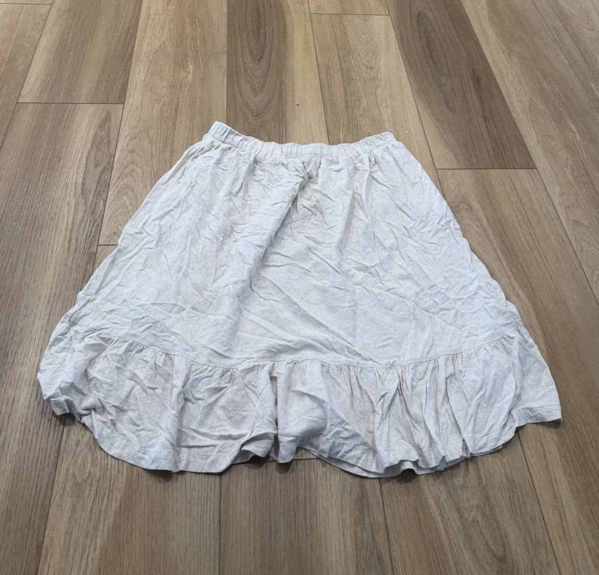 nlt Beige Linen Blend A-Line Knee Skirt Pull On Ruffle Hem Elastic Waist 2XL
Opens in a new window o