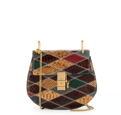 Chloe Drew Diamond Patchwork Snakeskin Cross Body Purse | eBay