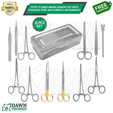 13 Pcs TC Basic Minor Surgery Set W/Stainless Steel Box Surgical Inst German Gr