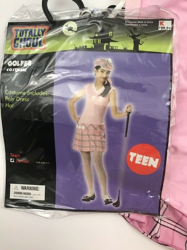 Totally Ghoul Golfer California Costume Dress W Hat Teen Junior Sz 3-5 Halloween - Picture 7 of 7