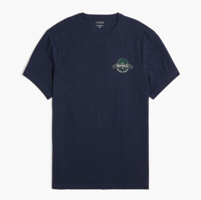 New J Crew Factory Men T-shirt Graphics Navy Short Sleeve Crew