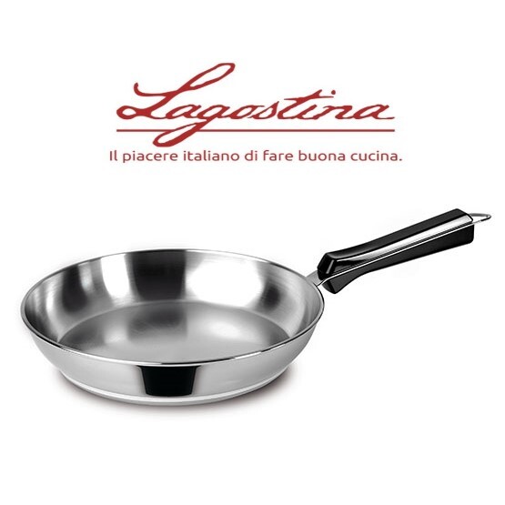LAGOSTINA PADELLA IN ACCIAIO INOX INOSSIDABILE STAINLESS CM 16 18 TRIPLO FONDO