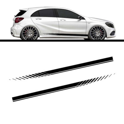 1PC Set Racing Plaid Side Door Fender Skirt Stripes Decal Sticker - Foto 8