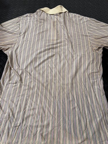Rare Vintage Gitman Sport Polo Shirt Men's Large Striped Cream Golf Bros Italy - Picture 4 of 4