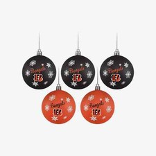 Cincinnati Bengals Shatterproof BALLS Christmas Tree Holiday Ornaments 5 pack
