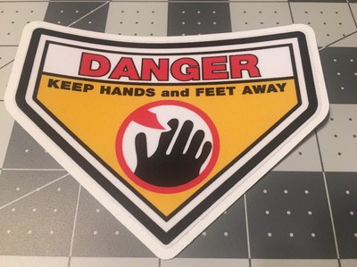 Danger Keep Hands and Feet Away Decal Like 1970's Snapper And Others 4''