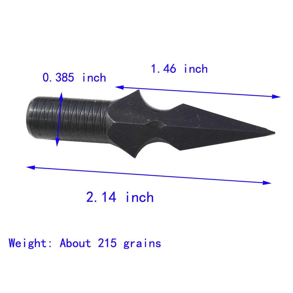 Archery Traditional 200gr Tip Broadhead 8MM Arrowheads Arrow Points Target Hunt - Image 2 of 4