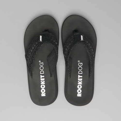 Rocket Dog SPOTLIGHT Ladies Soft Crochet Comfort Summer Flip Flops Black |  eBay