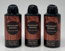 3 BATH  BODY WORKS MAHOGANY WOODS MEN'S COLLECTION ALL OVER BODY SPRAY COLOGNE