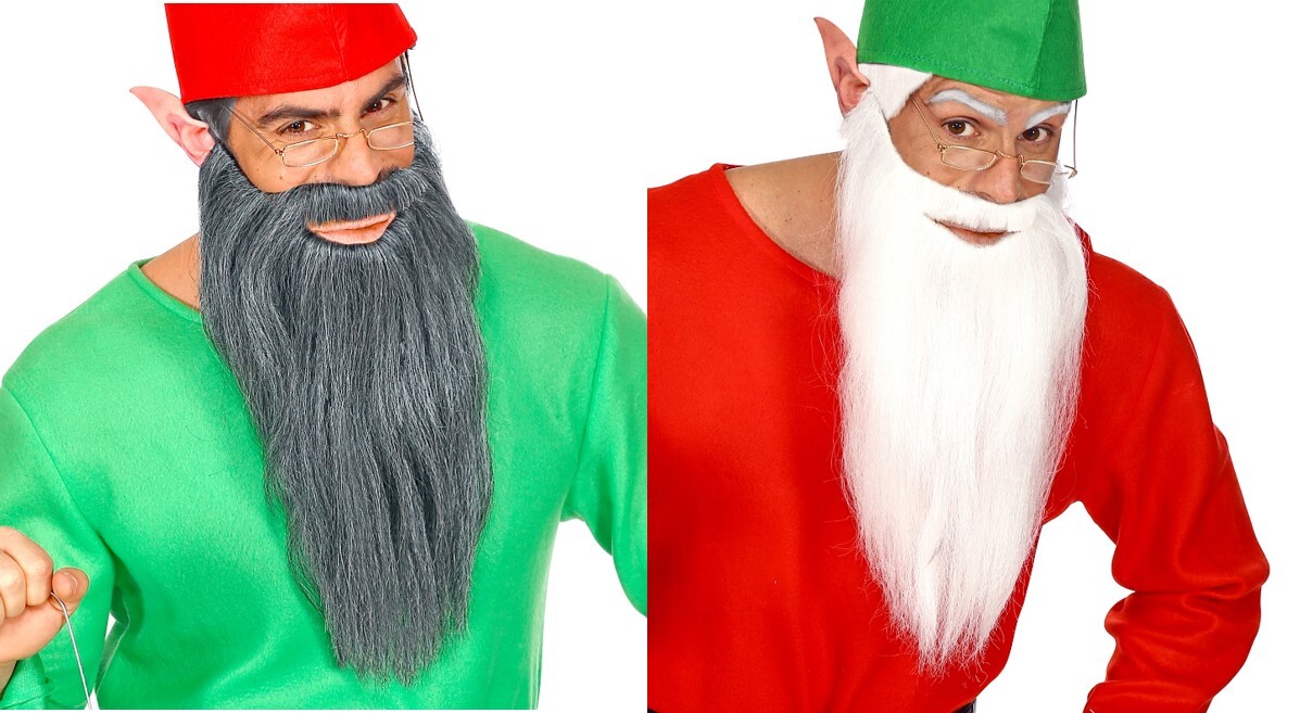 Langer grauer, schwarzer oder weißer Bart mit Schnurrbart - Zwergenbart - Zaube