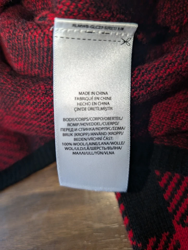 Cárdigan corto de lana a cuadros Polo Ralph Lauren para mujer rojo negro talla XS Foto 3 de 4