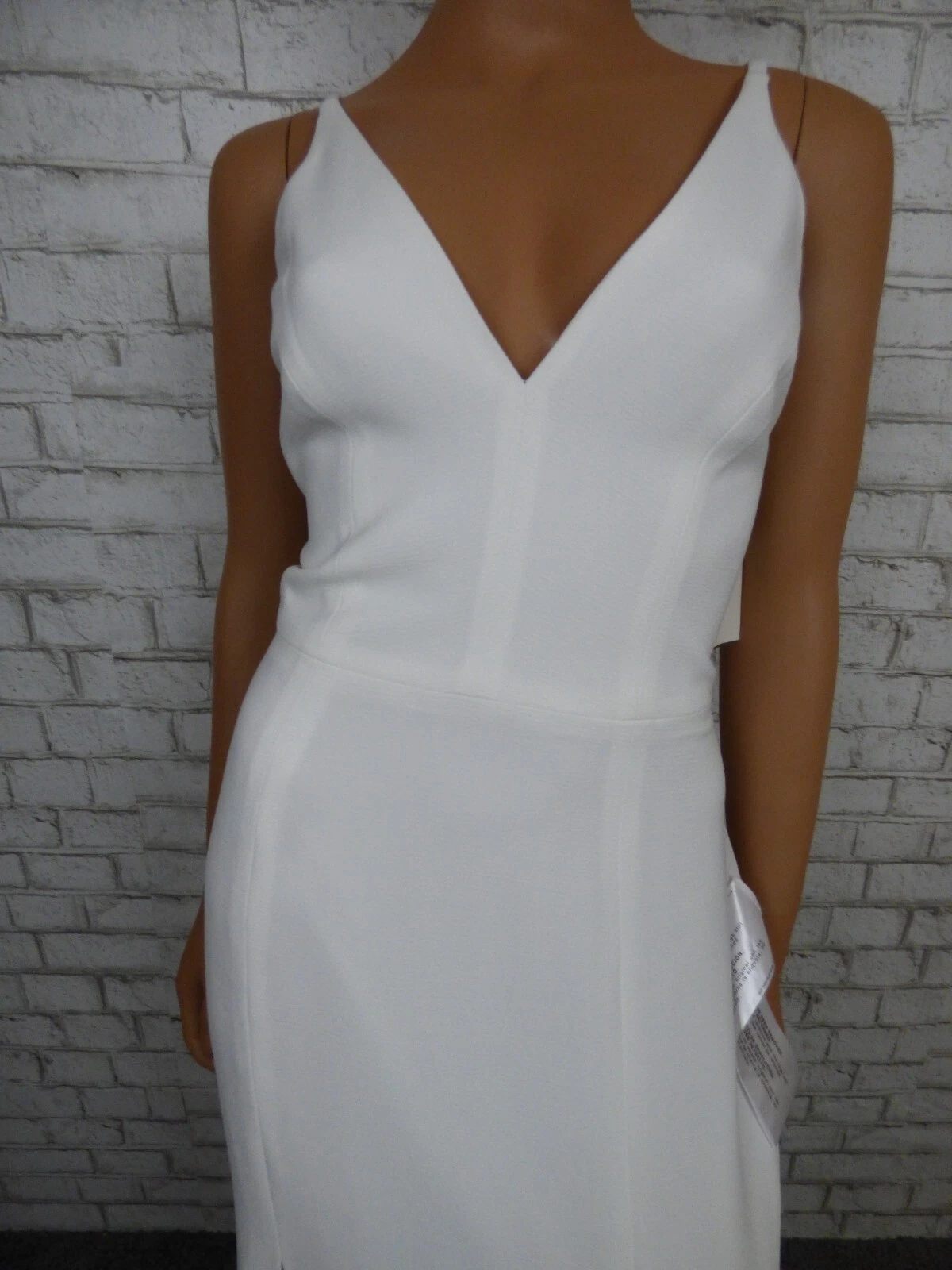 OFF WHITE Abito crepe Dress the Population Iris flit bianco fuori taglia grande NUOVO D448