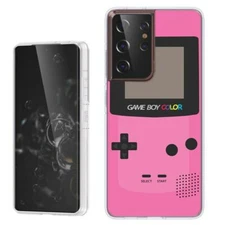 (Pink GameBoy)Rugged TPU phone case cover(Clear)for Samsung Galaxy S21 Ultra 5G