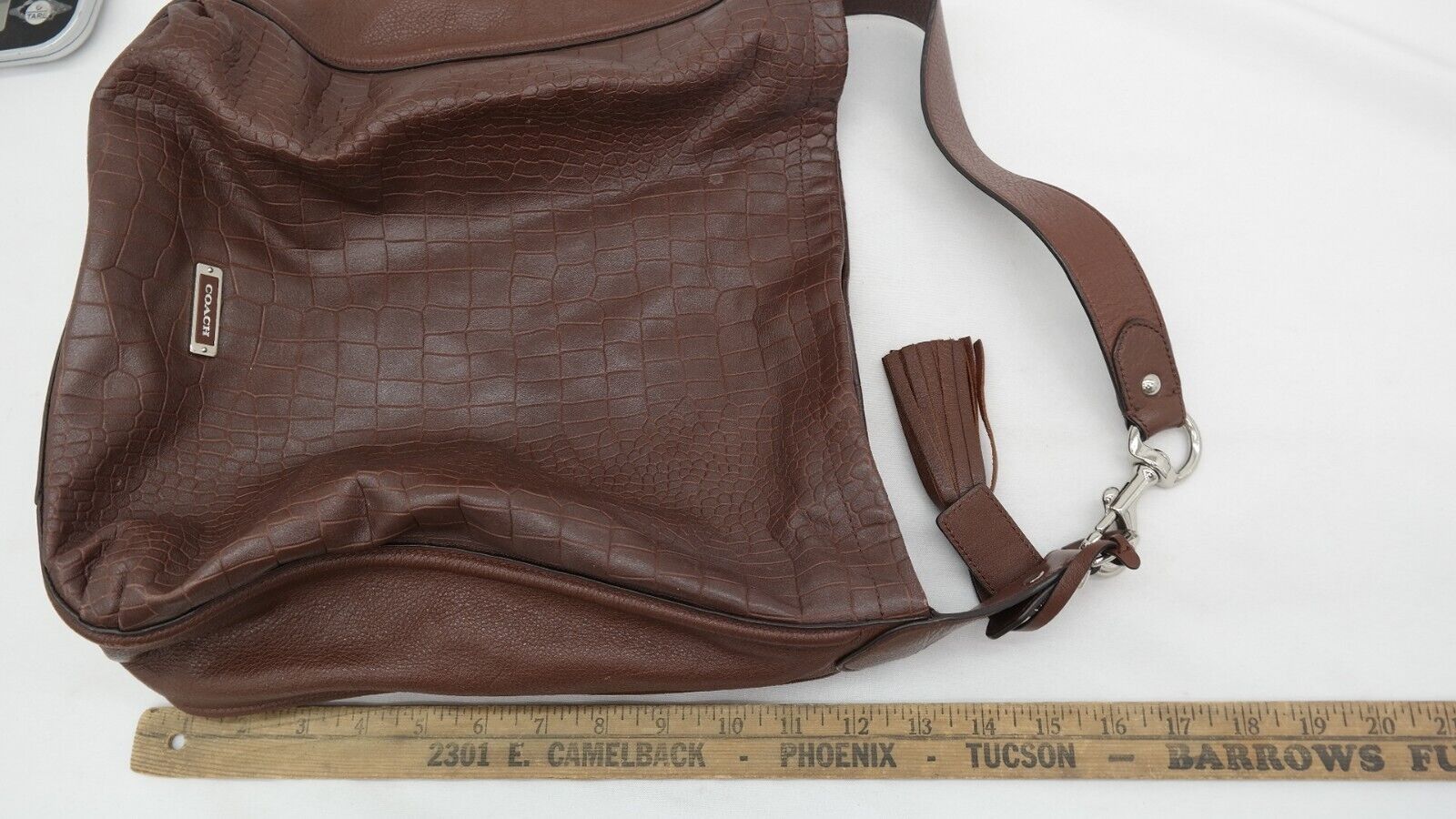 Coach Avery Embossed Crocodile Pattern Brown Leat… - image 14