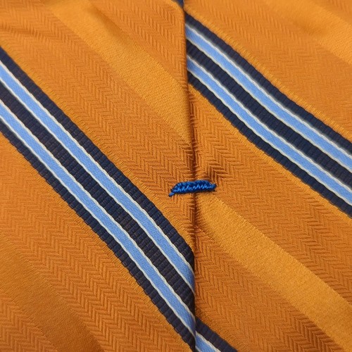 Nautica Men's Tie Silk Striped Orange Blue Stripes Preppy Herringbone 57.5"x3.5" - Picture 9 of 9
