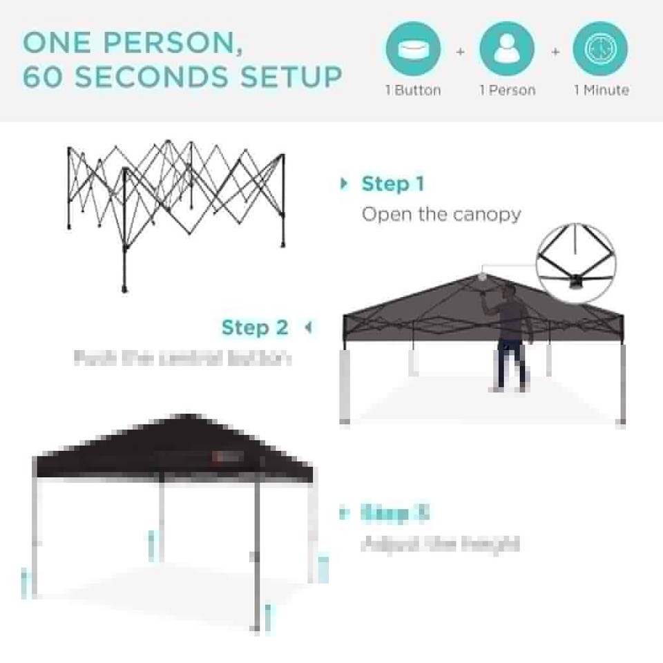 Best Choice Products Pop Up Canopy Tent 10' Black w/ 1Button Push + Carry Case eBay