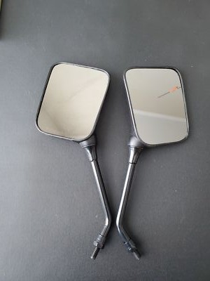 NOS HONDA KAWASAKI SUZUKI EMGO BLACK LT RT RECTANGULAR MIRROR SET 8MM 20-46208