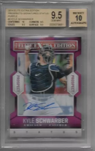 BGS 9.5 GEM MINT 2014 Elite Extra STATUS PURPLE AUTO Kyle Schwarber #d 39/75