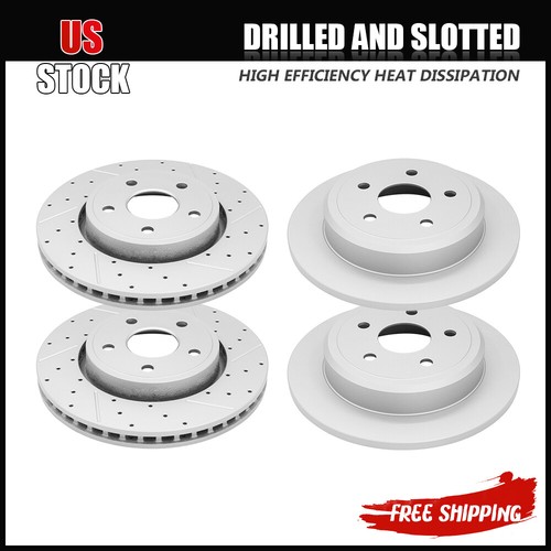 Front & Rear Drilled & Slotted Brake Rotors for Jeep Commander Grand