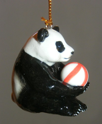 Porcelana Rosa del Norte Árbol de Navidad Decoración Panda con Bola R306 - Imagen 3 de 3