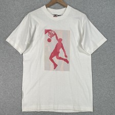 Vintage Basketball Shirt Mens M White Slam Dunk Made in USA Single Stitch