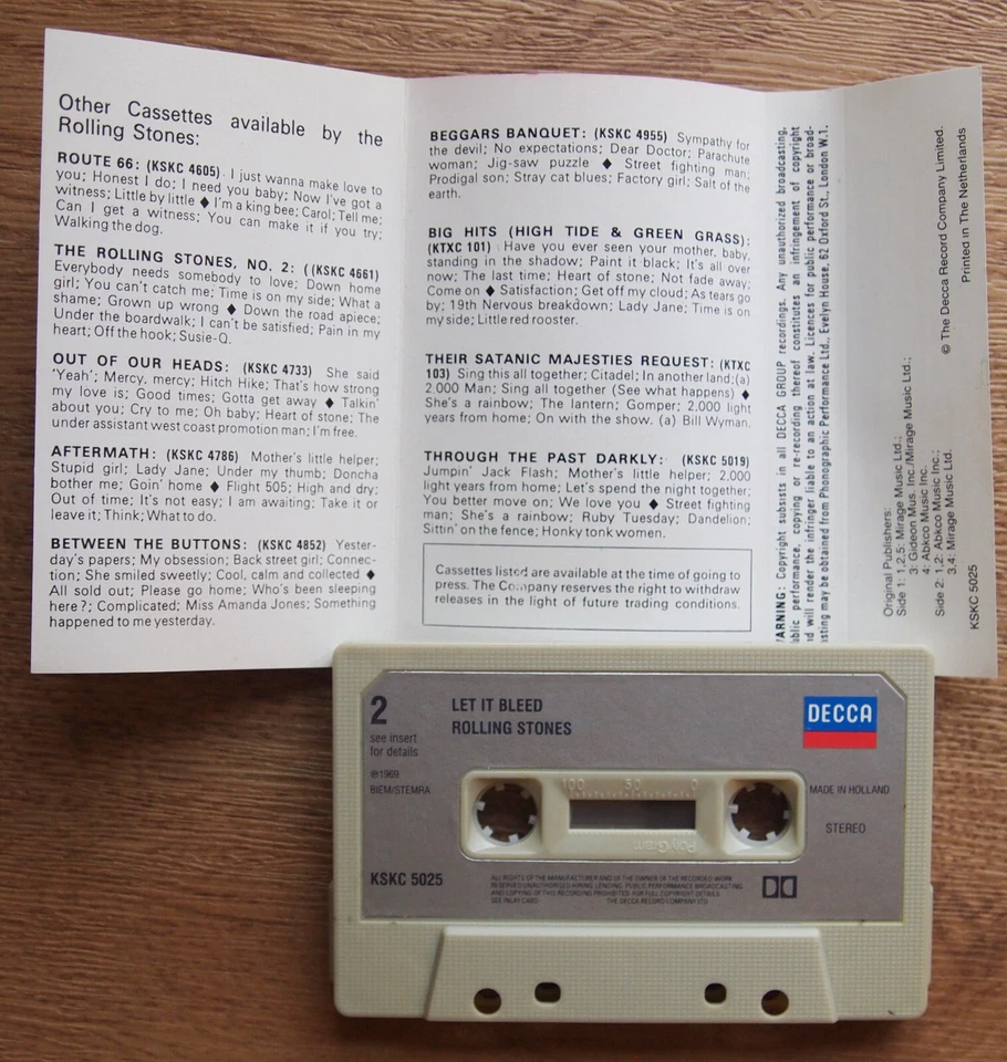 ROLLING STONES - LET IT BLEED (DECCA KSKC5025) NETHERLANDS CASSETTE TAPE - Image 3 of 3