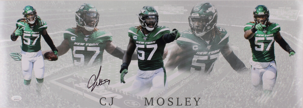C. J. Mosley Autographed Signed New York Jets 10x28 Photo JSA 