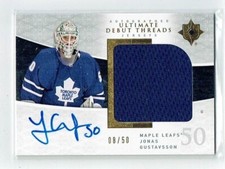 09-10 UD Upper Deck Ultimate Debut Threads  Jonas Gustavsson  /50  Jersey  Auto