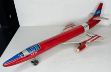 Vintage Super Sonic Fighter Airplane MF824 China Tin Toy Friction GREAT!