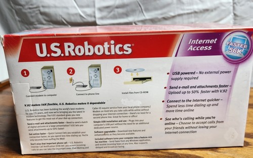 ** NEW U.S. Robotics 56K Fax Modem USB V.92 V.90 56K ITU USR5633A - Afbeelding 3 van 9