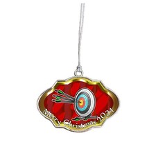 Archery Target Red Wreath Christmas Ornament 2024 Silver Metal Gift Archer