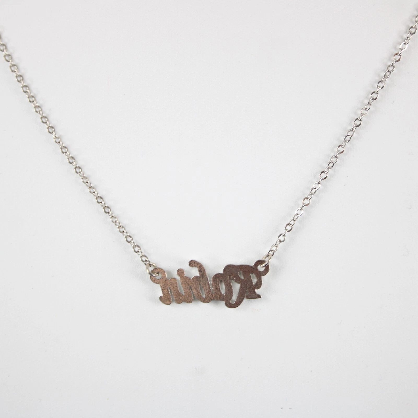ROBIN Name NEW Silvertone Rhinestone 14.5" w 4.5" Multi Ring Ext Necklace image 4
