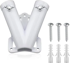 Double Flag Pole Bracket Holder, V Shape Sturdy Aluminum Alloy Flagpole Wall ...