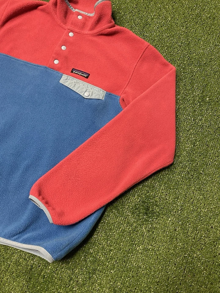 Patagonia Synchilla Women's Size Medium Snap T Fleece Pink/Blue MARKED Outdoor - Image 3 of 4