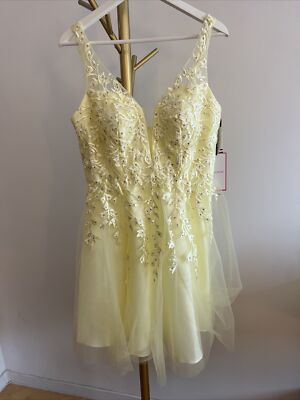 Cocktailkleid Abendkleid Abiball Ballkeid 38/40/M Pastell Gelb