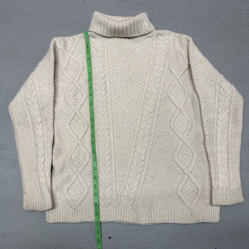 Maglione Tartaruga Fisherman Out Of Ireland 100% Lana Avorio Grosso Cavo Grande - Foto 6 di 9