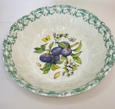HiMark Plums Serving Bowl Pasta Hand Painted Vintage 1980’s Italy 9” Butterfly