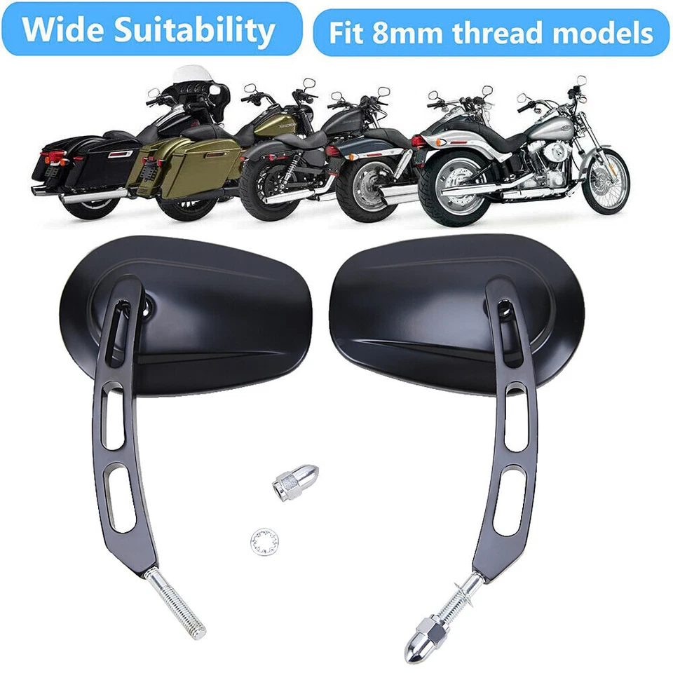 Espejos retrovisores laterales negros para Harley Touring Softail Dyna Sportster Fatboy Foto 4 de 4