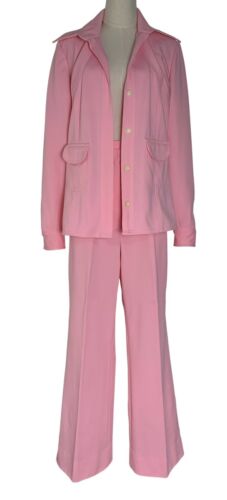 Rosa 70er Anzug High Waist Weites Bein Lang Handmade Mod Retro Groovy Set - Bild 3 von 10