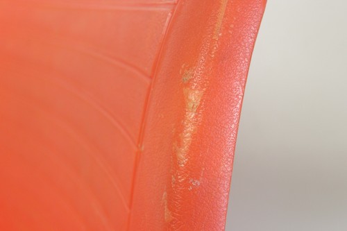 Vintage Orange Bucket Chair Hard Plastic 1960s Mid Century Modern Retro Gold Leg - Picture 4 of 9
