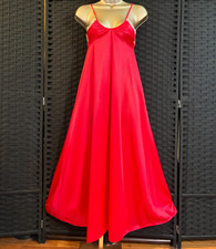Vintage GOSSARD ARTEMIS GRECIAN NIGHTGOWN Small RED Long Sheer LACE Nylon Gown