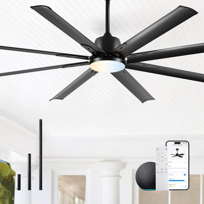 72 Lnch Lndustrial Smart Celing Fan with Light and Remote Control via WIFI Alexa
