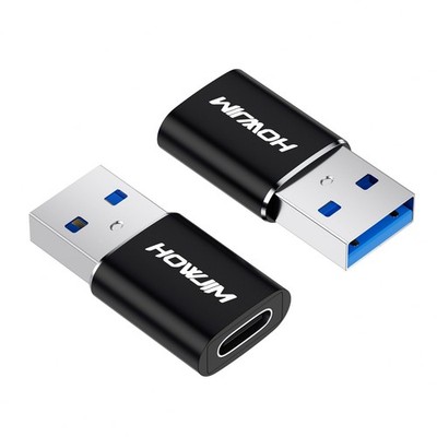 USB to C Adapter 2 Pack,PD/QC Fast Charging 5Gbps Data Black 